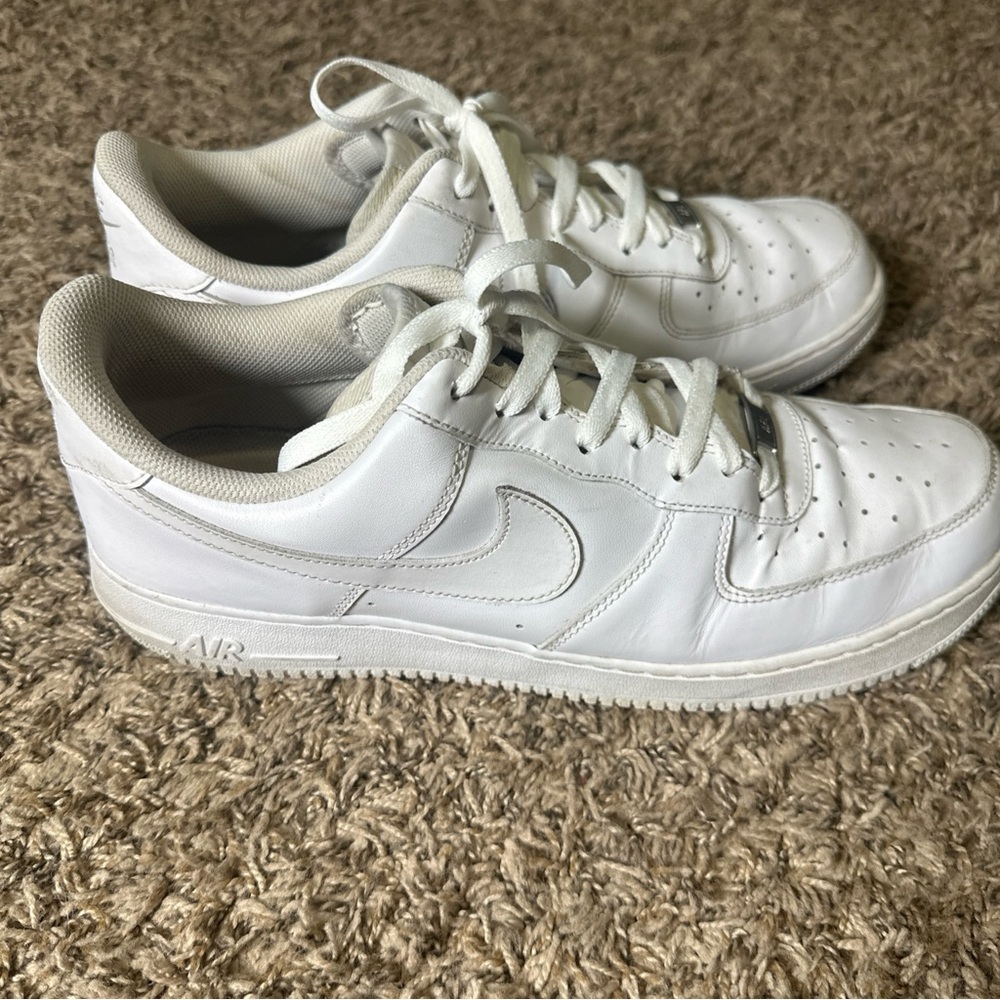 Nike Air Force 1 White Low-Top Leather Sneakers size 14 - Picture 4 of 8